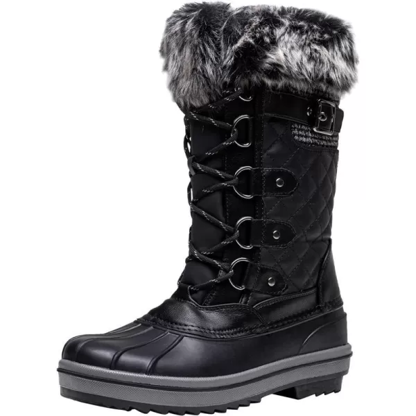 Vepose Womens 974A Snow Boots Fashion Waterproof Comfortable Mid Calf BootsFashion975ablack