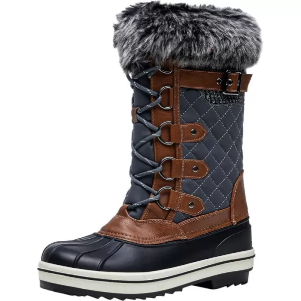 Vepose Womens 974A Snow Boots Fashion Waterproof Comfortable Mid Calf BootsFashion975agrey