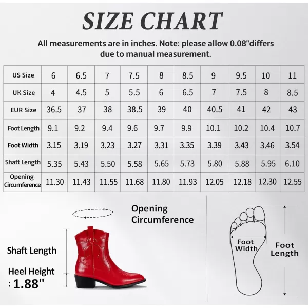 Vepose Cowboy Boots for Women Embroided Western Cowgirl Boots Pull on Ankle Boots with Inside ZipperWestern Cowboy Boots9815red