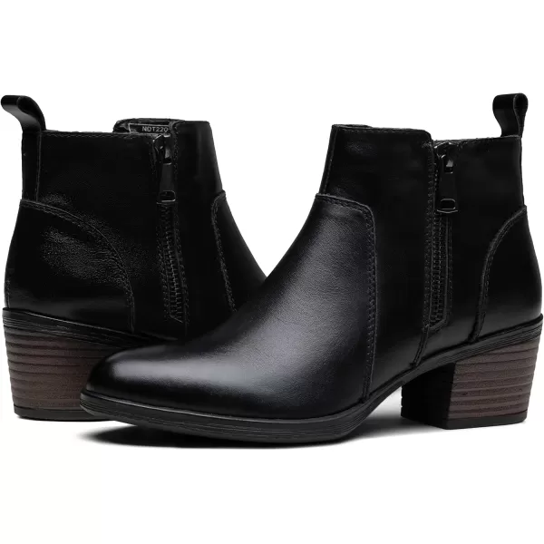 Vepose Womens 100 Leather Ankle Boots ampamp Booties with Inner Side Zip LadyBlock Heel9003lblack