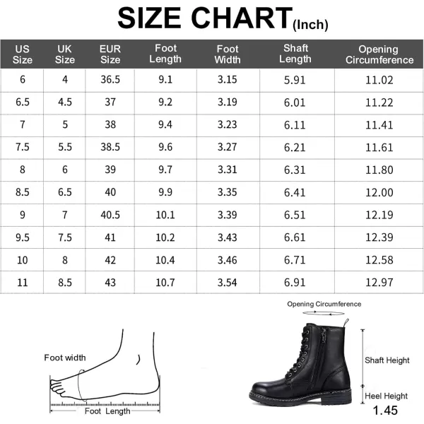 Vepose Womens 962223 Fashion Classic Lace Up Combat Boots Ankle BootiesBlackleather 9623l