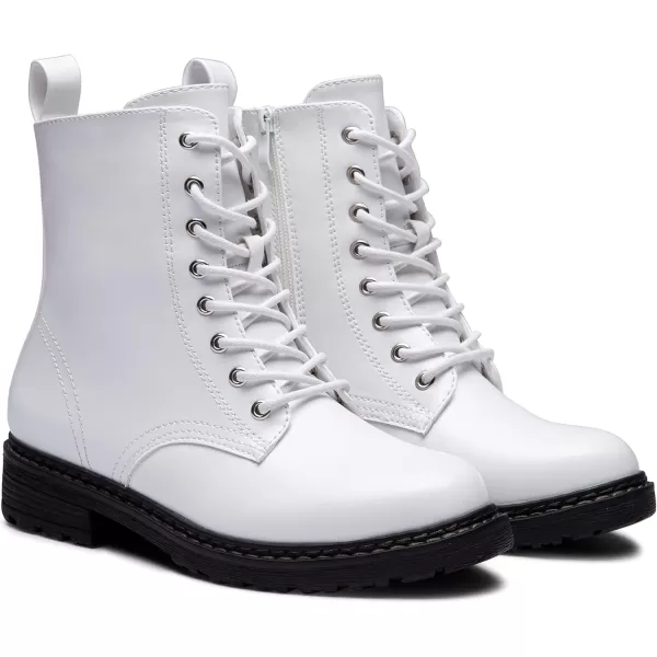 Vepose Womens 962223 Fashion Classic Lace Up Combat Boots Ankle BootiesWhite Pufashion Boots9622