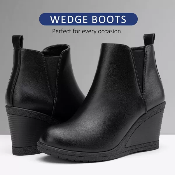 Vepose Womens 9679 Wedge Ankle Boots Classic Ankle Wedge Booties with Side Zipper for LadyWedge Chelsea9678black