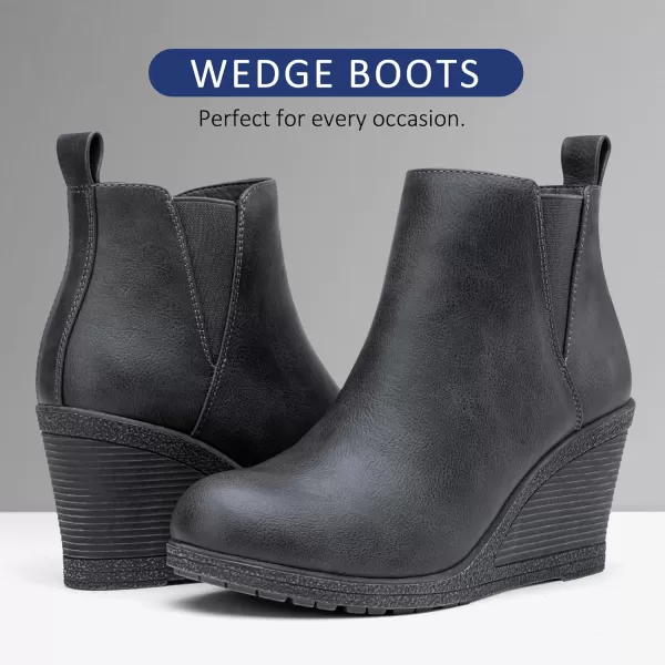 Vepose Womens 9679 Wedge Ankle Boots Classic Ankle Wedge Booties with Side Zipper for LadyWedge Chelsea9678grey