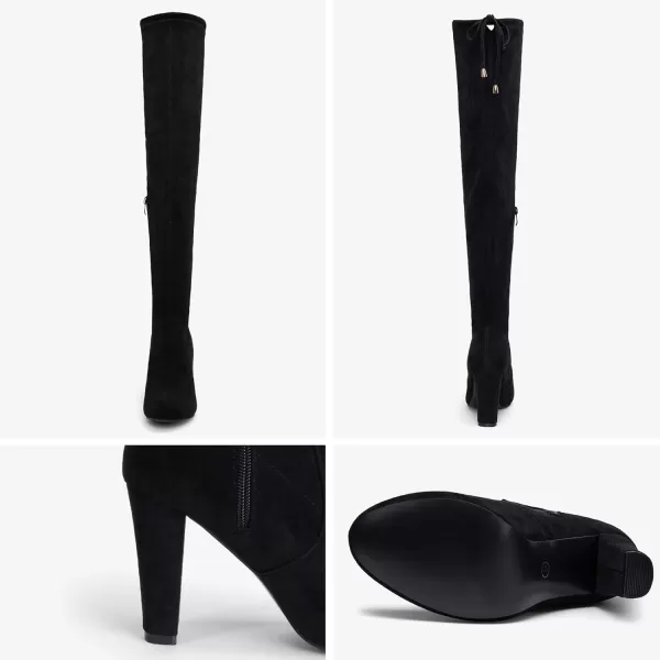 Vepose Womens 994 Fashion Suede 350 Inch Chunky Heel Over The Knee High Boots with ZipperBlackknee High 994