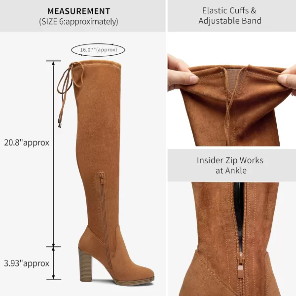 Vepose Womens 996 Thigh High Over The Knee Boots Platform 39 Inch Chunky Heel Suede ShoesImitation Grain996khaki