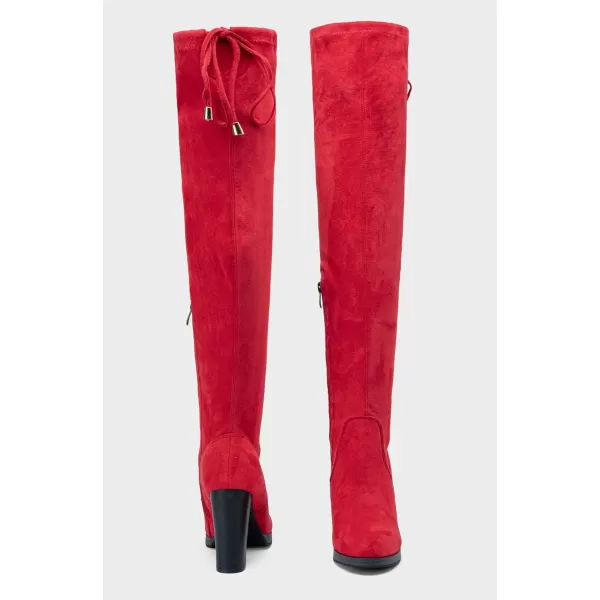 Vepose Womens 996 Thigh High Over The Knee Boots Platform 39 Inch Chunky Heel Suede ShoesImitation Grain996red