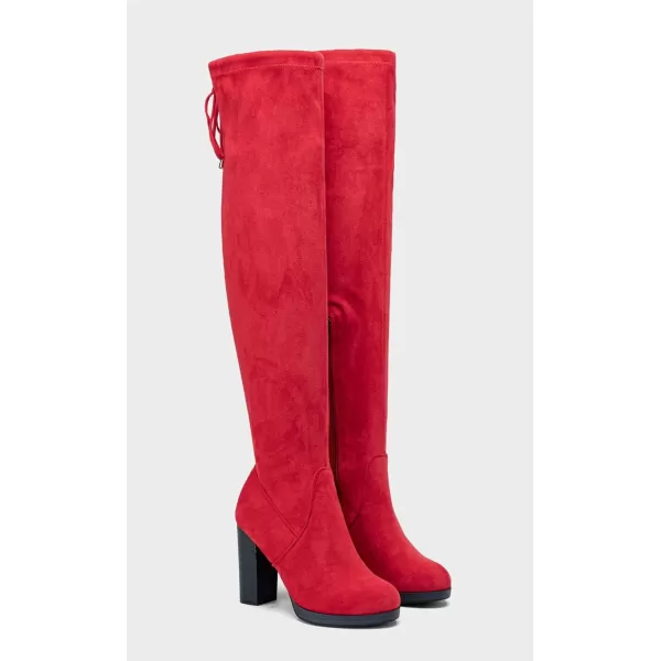 Vepose Womens 996 Thigh High Over The Knee Boots Platform 39 Inch Chunky Heel Suede ShoesImitation Grain996red