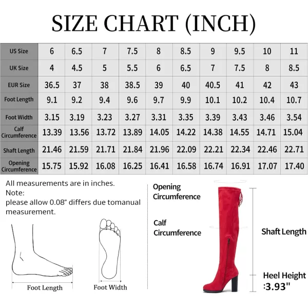 Vepose Womens 996 Thigh High Over The Knee Boots Platform 39 Inch Chunky Heel Suede ShoesImitation Grain996red