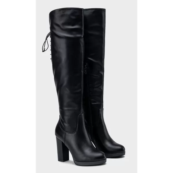 Vepose Womens 996 Thigh High Over The Knee Boots Platform 39 Inch Chunky Heel Suede ShoesImitation Grain997blackpu