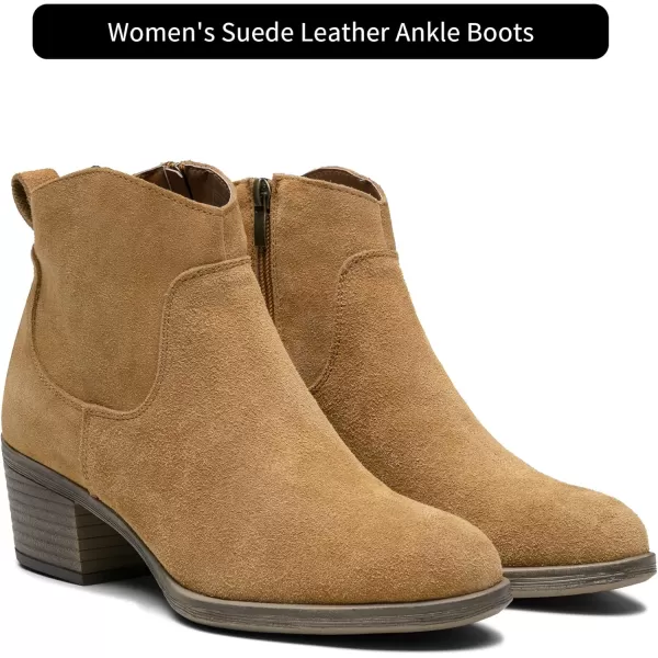 Vepose Womens Suede Leather Ankle Boots Fashion Booties with Inner ZipperInner Zipper9001camelBrown