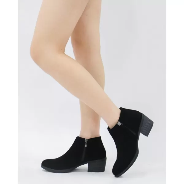 Vepose Womens Suede Leather Ankle Boots Fashion Booties with Inner ZipperLow Booties9002black