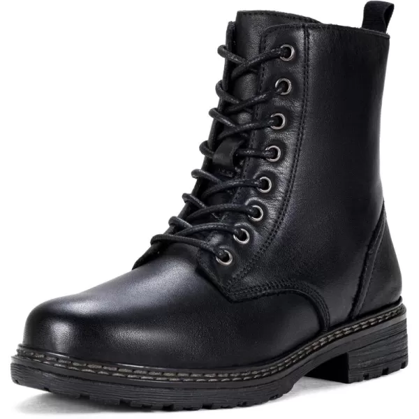 Vepose Womens 962223 Fashion Classic Lace Up Combat Boots Ankle BootiesBlackleather 9623l