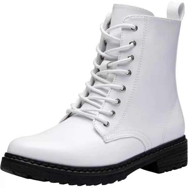 Vepose Womens 962223 Fashion Classic Lace Up Combat Boots Ankle BootiesWhite Pufashion Boots9622