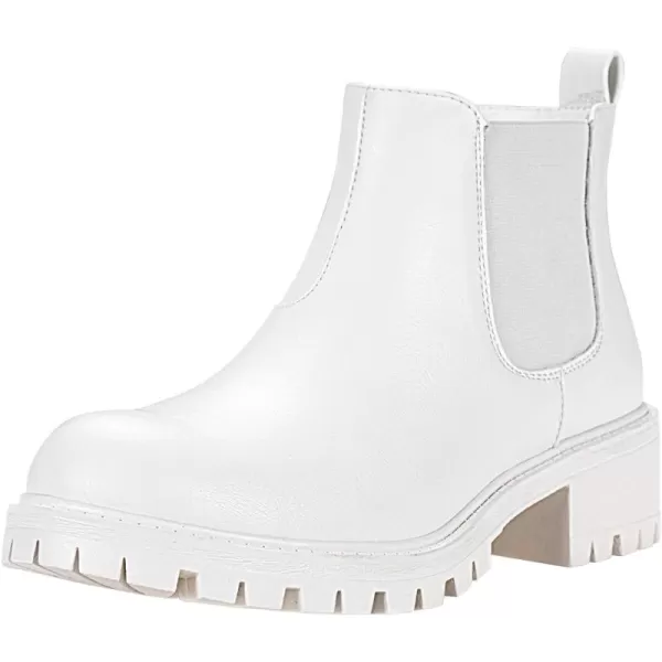 Vepose Womens 9625 Chelsea Ankle Boots Low Heel Slipon Fashion Cute Short BootiesChelsea Boots9625all White