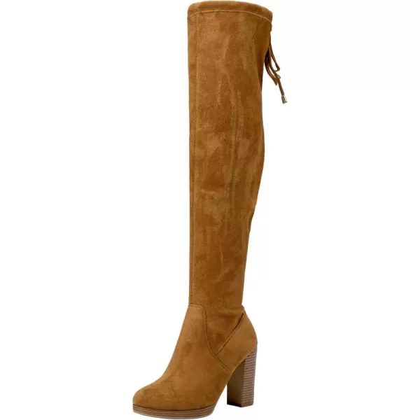 Vepose Womens 996 Thigh High Over The Knee Boots Platform 39 Inch Chunky Heel Suede ShoesImitation Grain996camel