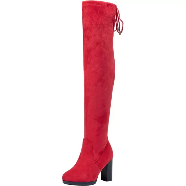 Vepose Womens 996 Thigh High Over The Knee Boots Platform 39 Inch Chunky Heel Suede ShoesImitation Grain996red