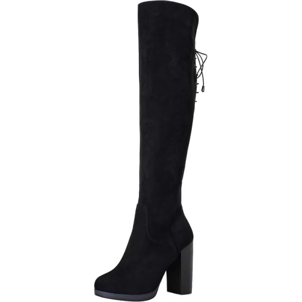 Vepose Womens 996 Thigh High Over The Knee Boots Platform 39 Inch Chunky Heel Suede ShoesImitation Grain997black