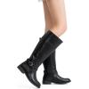 imageVepose Womens 949 Knee High BootsTall Riding Boots Low Heel with Wide CalfHigh Knee948black