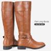 imageVepose Womens 949 Knee High BootsTall Riding Boots Low Heel with Wide CalfHigh Knee948brown