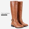 imageVepose Womens 949 Knee High BootsTall Riding Boots Low Heel with Wide CalfHigh Knee948brown