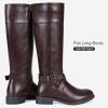 imageVepose Womens 949 Knee High BootsTall Riding Boots Low Heel with Wide CalfKnee High948brownDark Brown