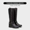 imageVepose Womens 949 Knee High BootsTall Riding Boots Low Heel with Wide CalfRiding Boots949brownDark Brown