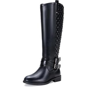 imageVepose Womens 949 Knee High BootsTall Riding Boots Low Heel with Wide CalfA949black