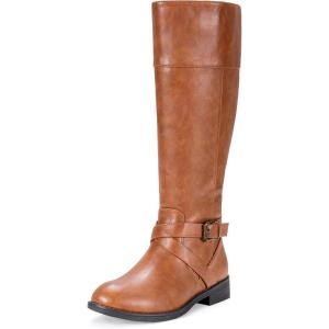 imageVepose Womens 949 Knee High BootsTall Riding Boots Low Heel with Wide CalfHigh Knee948brown