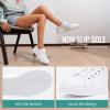 imageVepose Womens Walking Casual Sneakers Dressy Arch Support Comfortable Low Top Tennis Lace Up 8003 ShoesBwhite8003 Leather