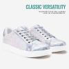 imageVepose Womens Walking Casual Sneakers Dressy Arch Support Comfortable Low Top Tennis Lace Up 8003 ShoesCsilver8003 Glitter