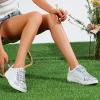 imageVepose Womens Walking Casual Sneakers Dressy Arch Support Comfortable Low Top Tennis Lace Up 8003 ShoesCsilver8003 Glitter