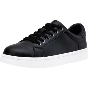 imageVepose Womens Walking Casual Sneakers Dressy Arch Support Comfortable Low Top Tennis Lace Up 8003 ShoesBblack8003 Leather
