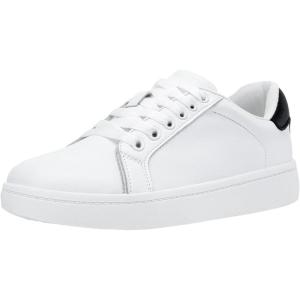imageVepose Womens Walking Casual Sneakers Dressy Arch Support Comfortable Low Top Tennis Lace Up 8003 ShoesBwhite Black8003 Leather