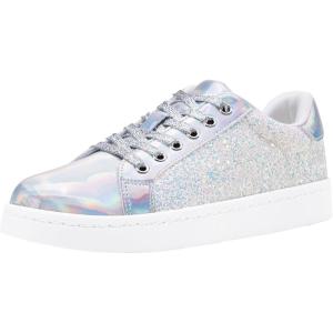 imageVepose Womens Walking Casual Sneakers Dressy Arch Support Comfortable Low Top Tennis Lace Up 8003 ShoesCsilver8003 Glitter