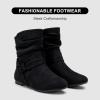 imageVepose Womens Slouch Ankle Flat Boots Fashion Short Low Heel Zipper 939A BootiesBlackzipper 939a