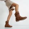 imageVepose Womens Slouch Ankle Flat Boots Fashion Short Low Heel Zipper 939A BootiesBrown Puzipper 939a