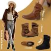 imageVepose Womens Slouch Ankle Flat Boots Fashion Short Low Heel Zipper 939A BootiesBrownzipper 939a