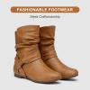 imageVepose Womens Slouch Ankle Flat Boots Fashion Short Low Heel Zipper 939A BootiesCamel Puzipper 939a