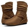 imageVepose Womens Slouch Ankle Flat Boots Fashion Short Low Heel Zipper 939A BootiesCamelzipper 939a