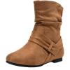 imageVepose Womens Slouch Ankle Flat Boots Fashion Short Low Heel Zipper 939A BootiesCamelzipper 939a