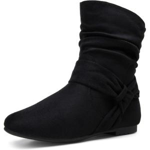 imageVepose Womens Slouch Ankle Flat Boots Fashion Short Low Heel Zipper 939A BootiesBlackzipper 939a