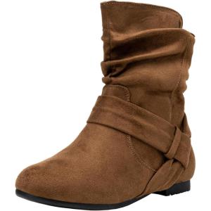 imageVepose Womens Slouch Ankle Flat Boots Fashion Short Low Heel Zipper 939A BootiesBrownzipper 939a