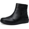 imageVepose Womens Ankle Boots Low Heels Chunky Cutout BootiesPerforated Western ShoesLeather9009black
