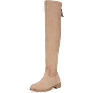 imageVepose Womens 998 Suede Over The Knee High Boots Low Flat Heel Thigh High Boots for WomenKnee High998sand