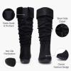 imageVepose Womens 942 Knee High Boots Suede Slouch Flat Comfort BootsSlouch Suede Boots942black