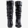 imageVepose Womens 942 Knee High Boots Suede Slouch Flat Comfort BootsSlouch Suede Boots942black Pu