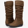 imageVepose Womens 942 Knee High Boots Suede Slouch Flat Comfort BootsSlouch Suede Boots942brown