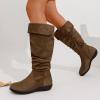 imageVepose Womens 942 Knee High Boots Suede Slouch Flat Comfort BootsSlouch Suede Boots942brown