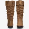 imageVepose Womens 942 Knee High Boots Suede Slouch Flat Comfort BootsSlouch Suede Boots942camel